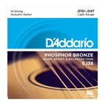 D'Addario EJ38 12 String Acoustic Guitar Strings Light