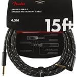 Fender Deluxe Series Instrument Cable Right-Angle 15'- Black Tweed