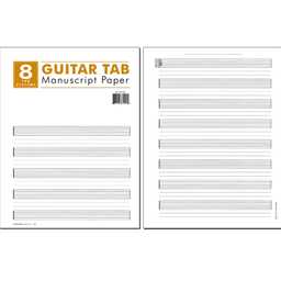 8 Stave Guitar TAB Manuscript Paper