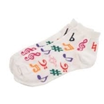Women's Ankle Socks White Multi Notes