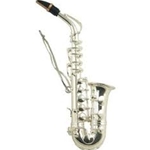 Silver Saxophone Christmas Ornament