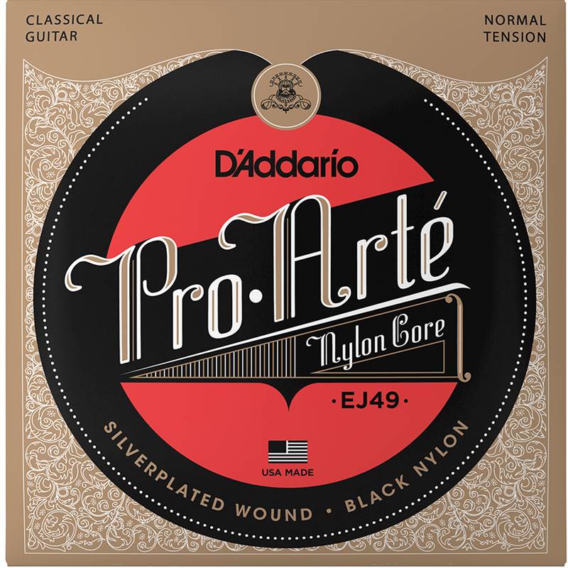 D'Addario EJ49 Pro-Arte Black Nylon Classical Guitar Strings, Normal