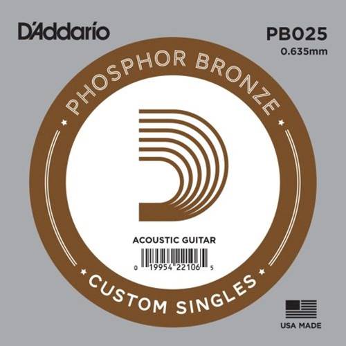 D'Addario Phosphor Bronze Acoustic Guitar Single String .025