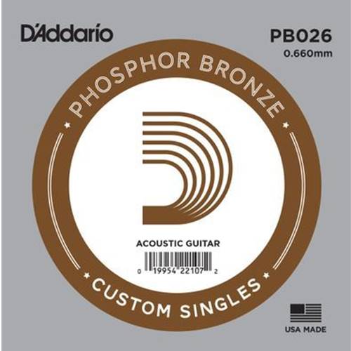 D'Addario Phosphor Bronze Acoustic Guitar Single String .026