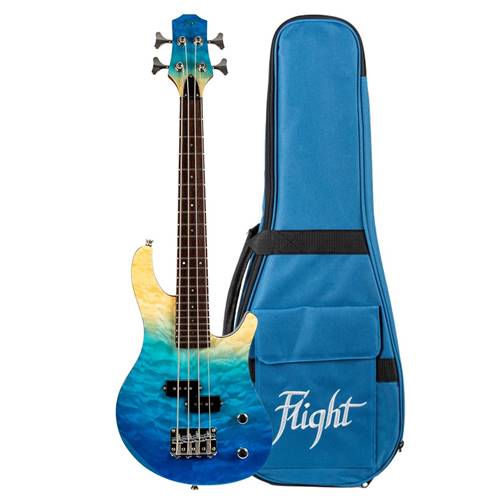 Flight Mini Solid Body Bass Ukulele Transparent Blue