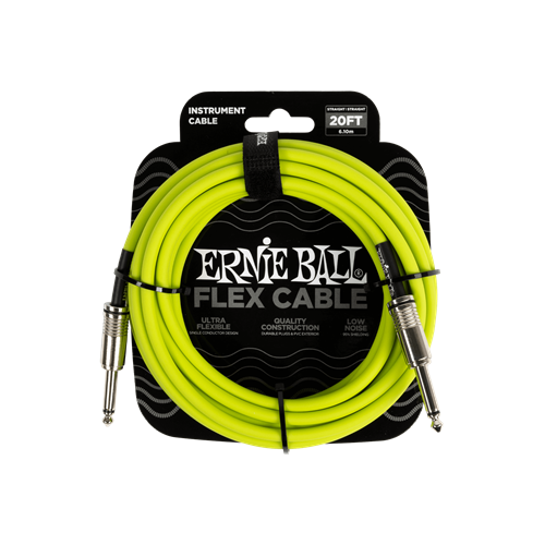 Ernie Ball 20' Flex Instrument Cable Straight/Straight - Green