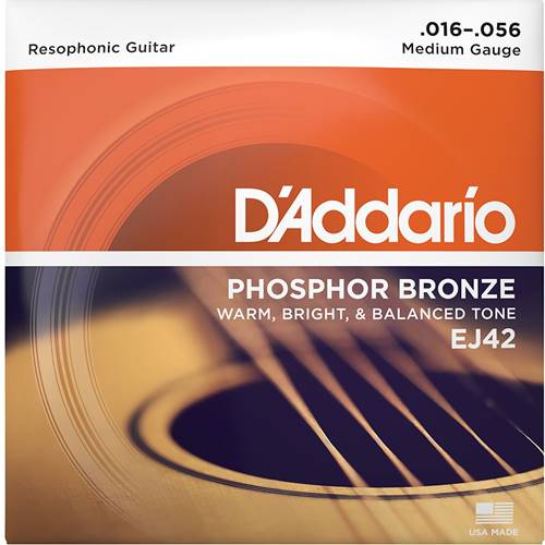 D'Addario EJ42 Phosphor Bronze Resophonic Guitar Strings 16-56