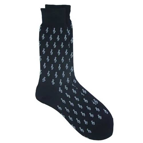 Men's Treble Clef Black Socks
