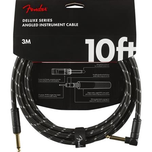 Fender Deluxe Series Instrument Cable Right-Angle 10'- Black Tweed
