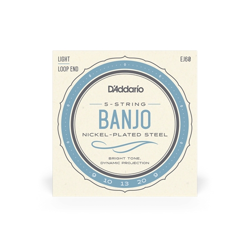 EJ60 D'addario Banjo 5 String Set Nickel Steel 9-20