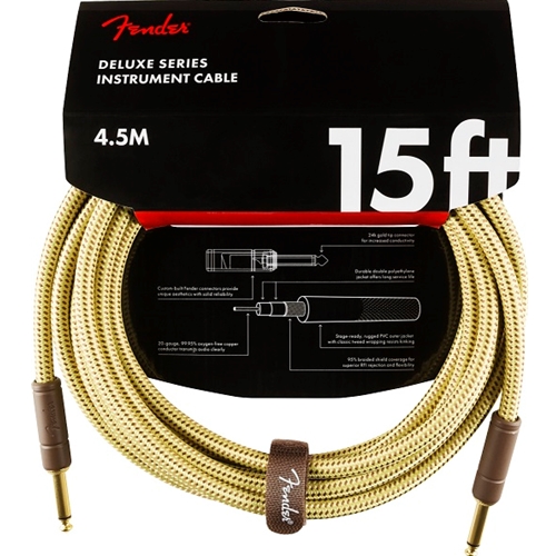 Fender 15' Deluxe Instrument Cable Tweed